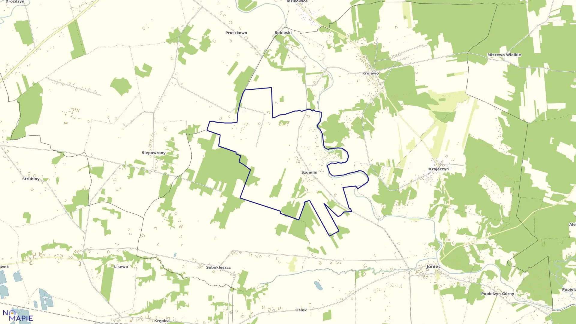 Mapa obrębu SZUMLIN w gminie Joniec